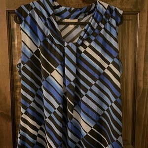 Dana Buchman Blouse - shades of blue and white - XL